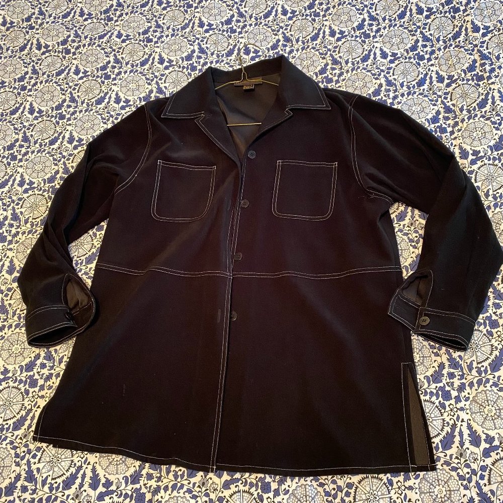 Classiques Entier Black Contrast Stitch Lightweight Jacket/Overshirt